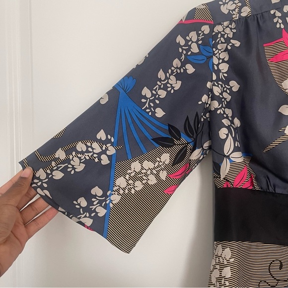Tibi Blue Floral Silk Kimono Blouse - Picture 7 of 7